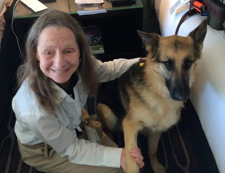 Martin and her Seeing Eye dog, Quan